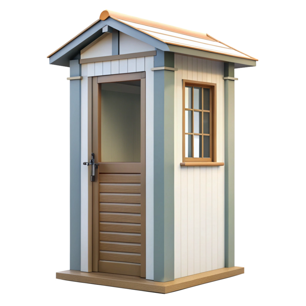 Charming Wooden Guard House Booth Security Post Exterior 3D Render Model png