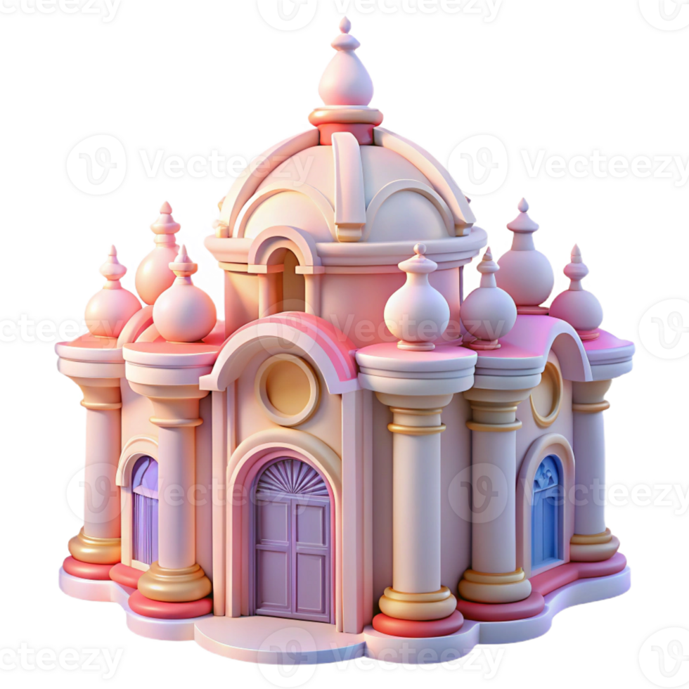 serene traditional Rococo architecture, delicate ornamentation, pastel colors, soft lighting, whimsical style high resolution png