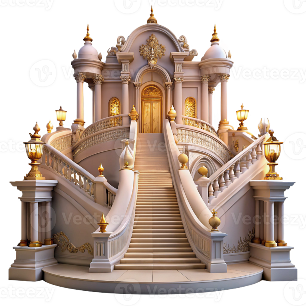 impressive creative Baroque palace, ornate details, grand staircase, opulent lighting, regal style original png