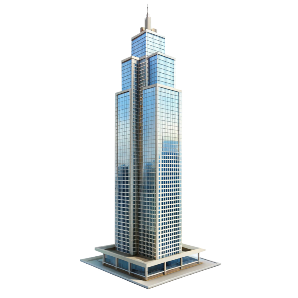 Modern Glass Skyscraper Building in Cityscape Architectural Design png