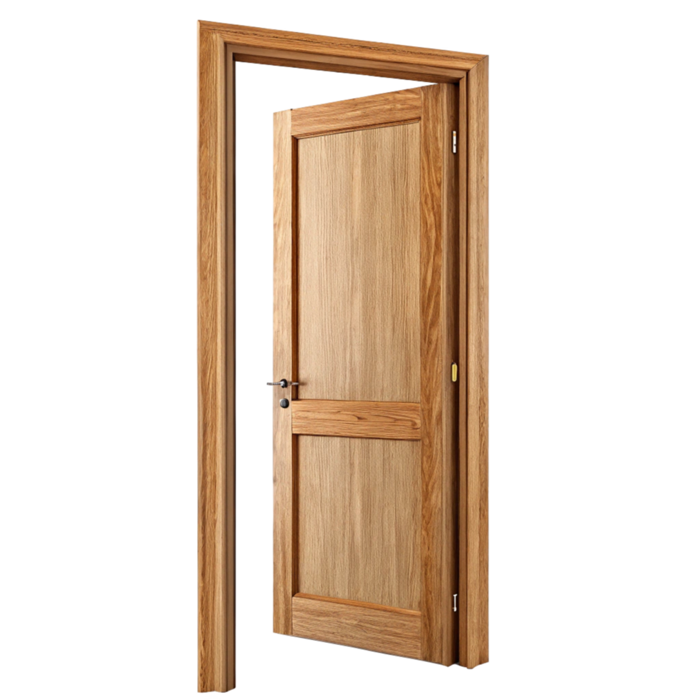 Ajar Light Oak Wooden Interior Door with Classic Design and Visible Wood Grain png