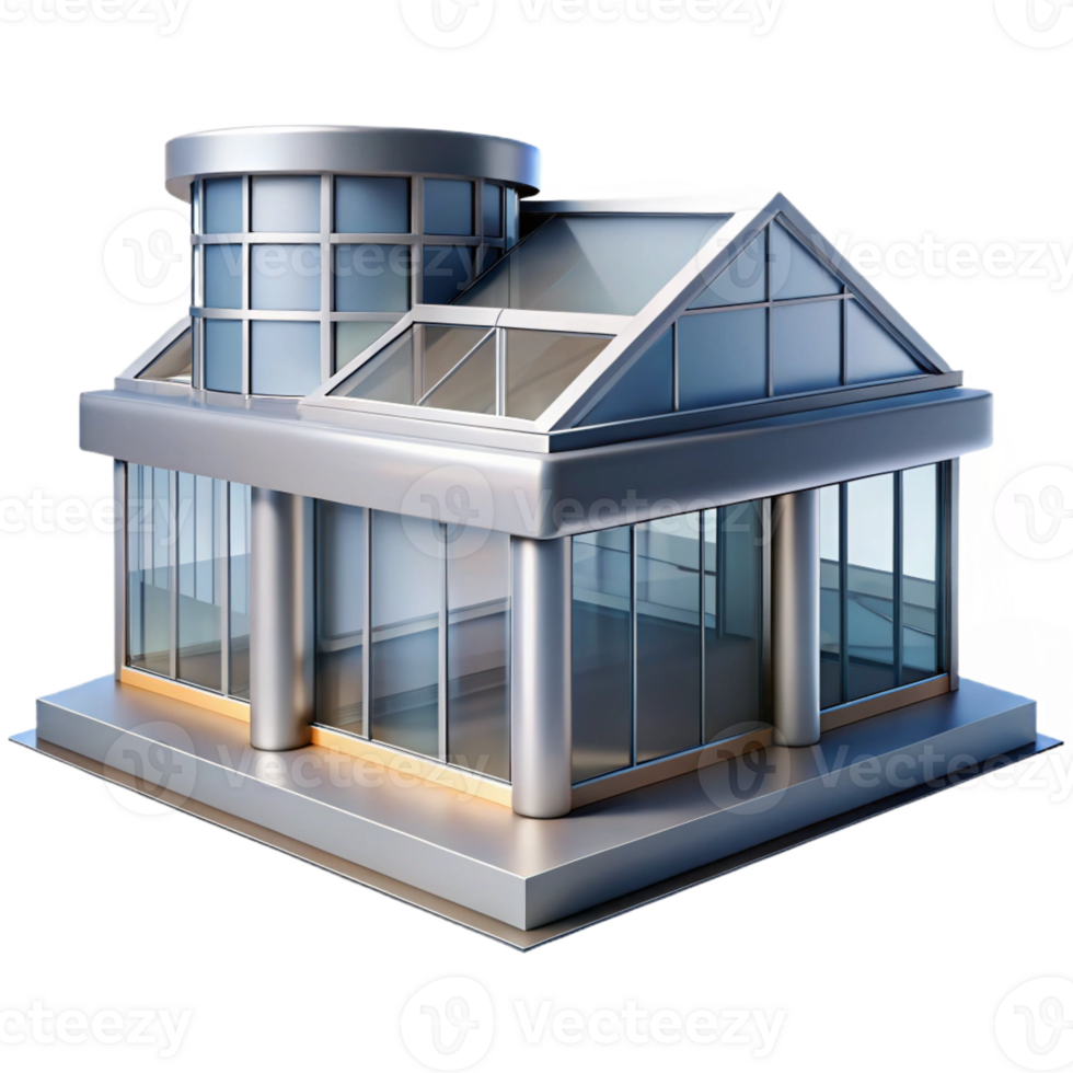impressive artistic International Style architecture, minimalist design, glass and steel, clear light, modern style professional png