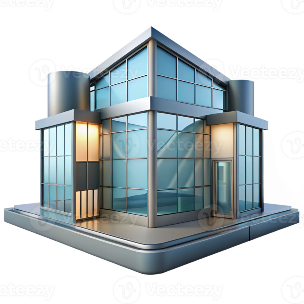 magnificent traditional International Style architecture, minimalist design, glass and steel, clear light, modern style exclusive png