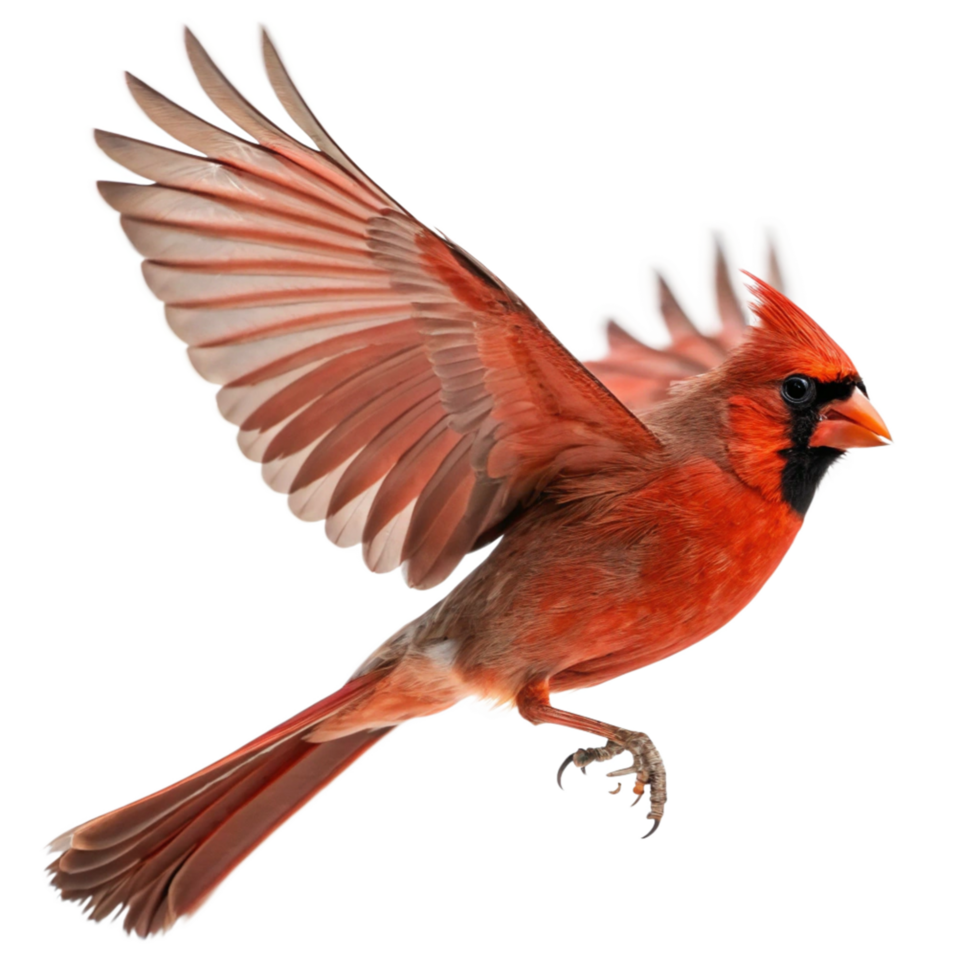 Stunning Image of a Northern Cardinal in Flight Against a Black Background png