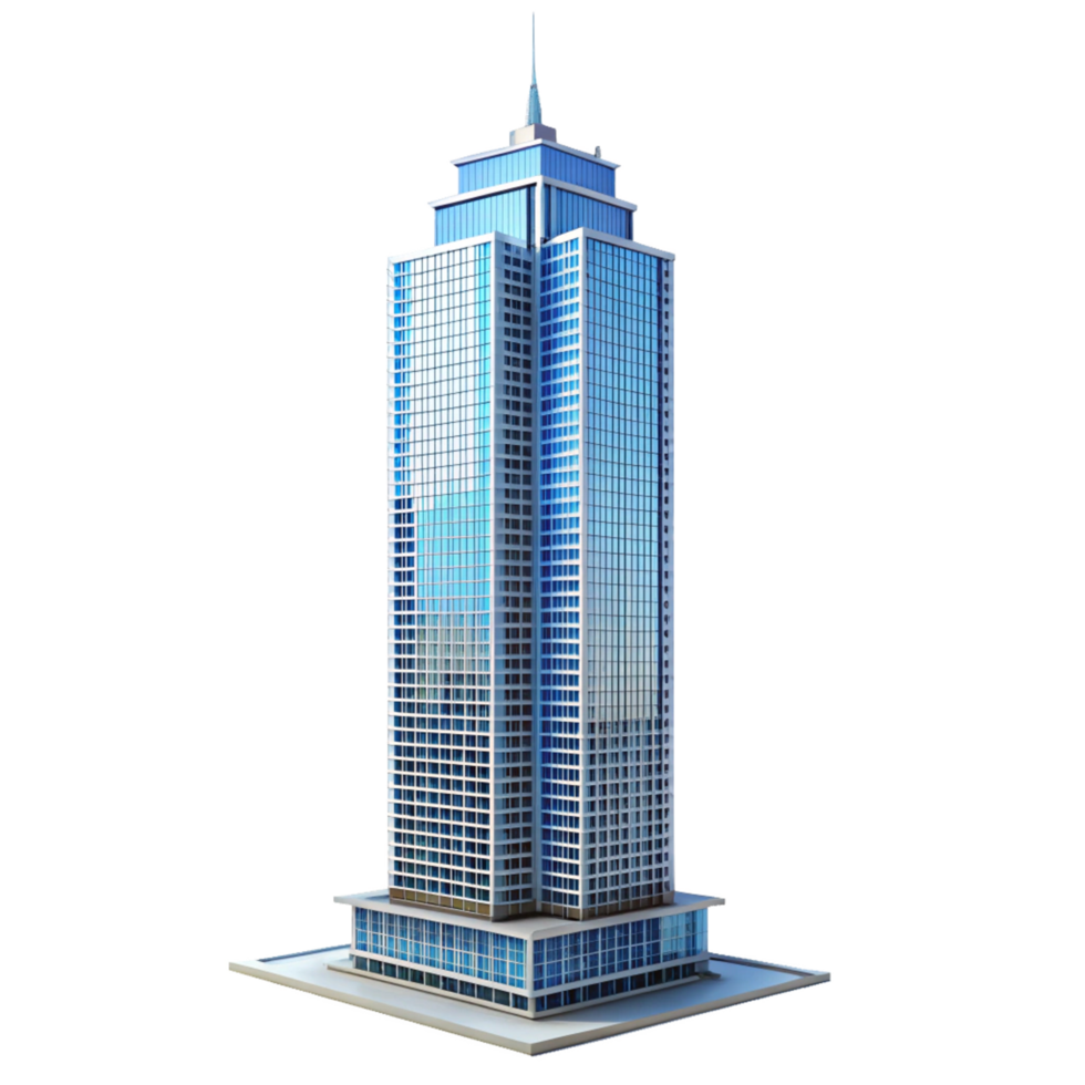 Modern Glass Skyscraper Building Exterior Architectural 3D Model Render png