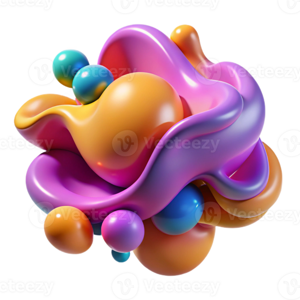 wonderful creative Blobitecture, amorphous shapes, fluid forms, vibrant colors, playful lighting detailed png