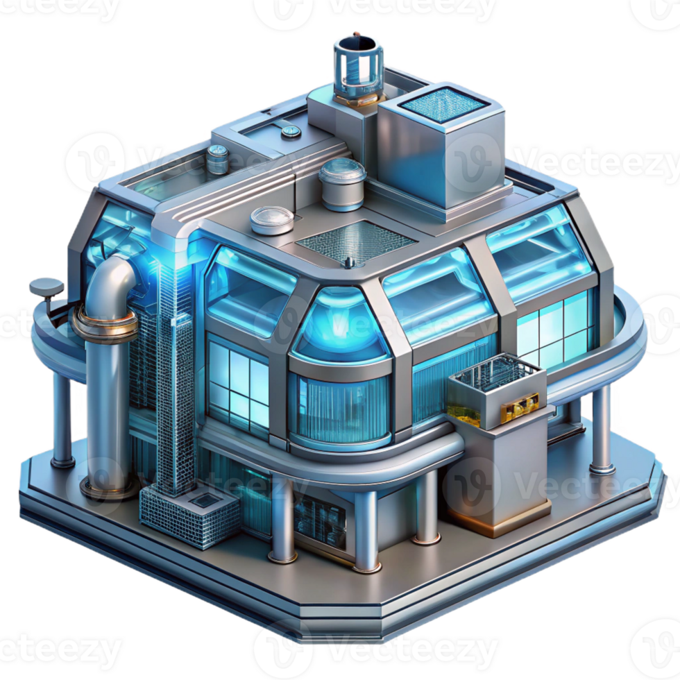 elegant contemporary High-Tech architecture, exposed structure, mechanical details, industrial lighting, high-tech style exclusive png