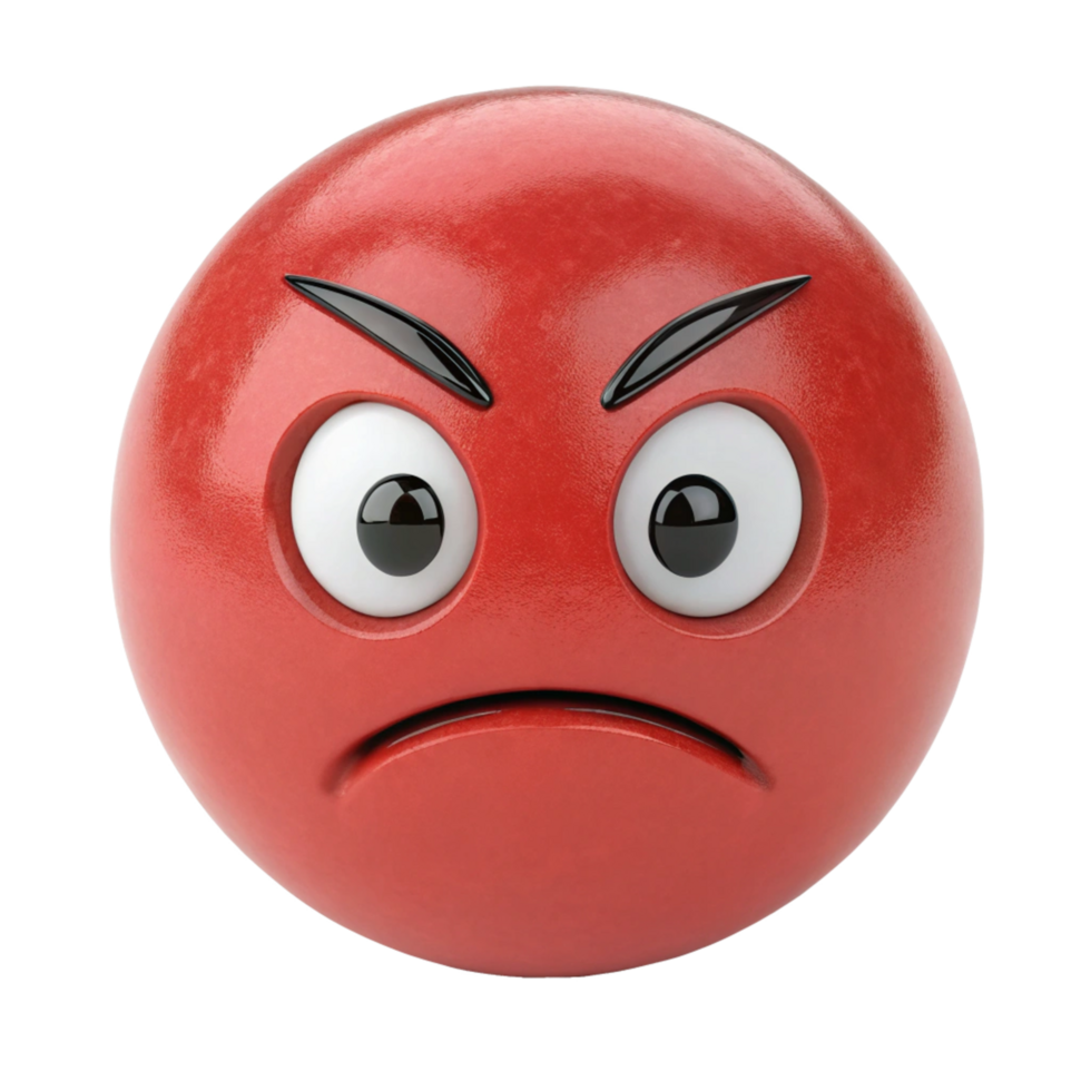 Angry Red Emoticon 3D Render Illustration png