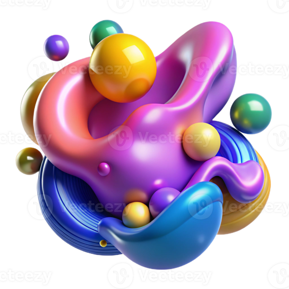 dramatic modern Blobitecture, amorphous shapes, fluid forms, vibrant colors, playful lighting professional png