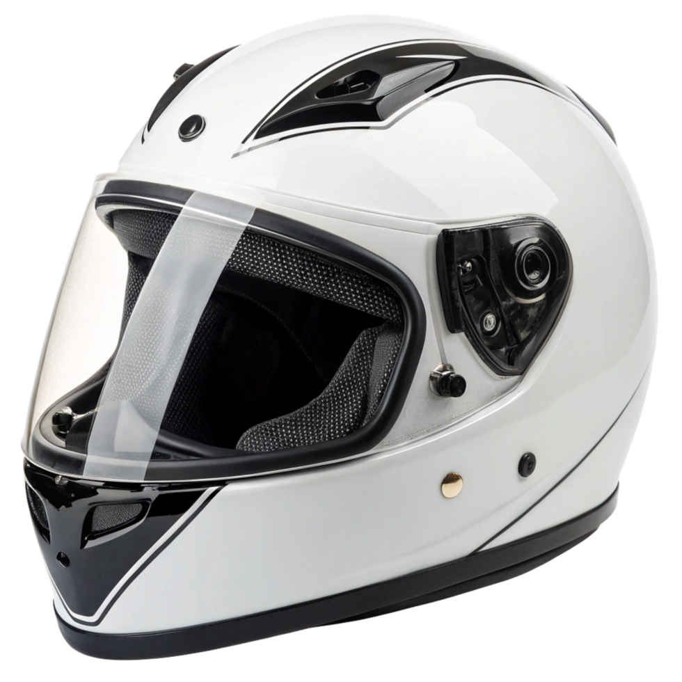 Sleek White and Black Motorcycle Helmet with Clear Visor png