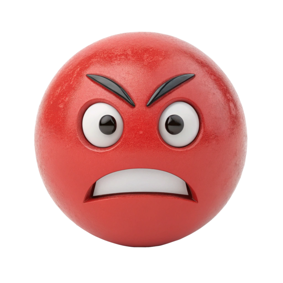 Angry Red Emoticon 3D Render Illustration Graphic Design png