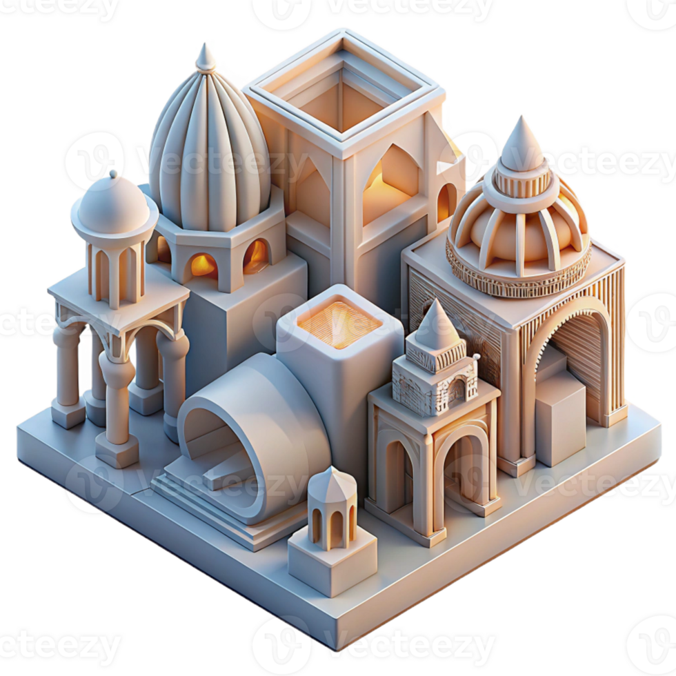 beautiful classic 3D-printed architecture, complex geometries, customized designs, dynamic lighting premium png