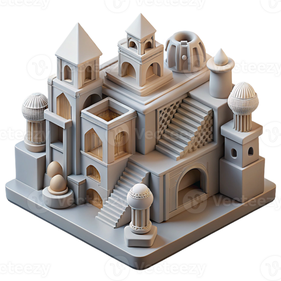 dramatic vintage 3D-printed architecture, complex geometries, customized designs, dynamic lighting 4K png