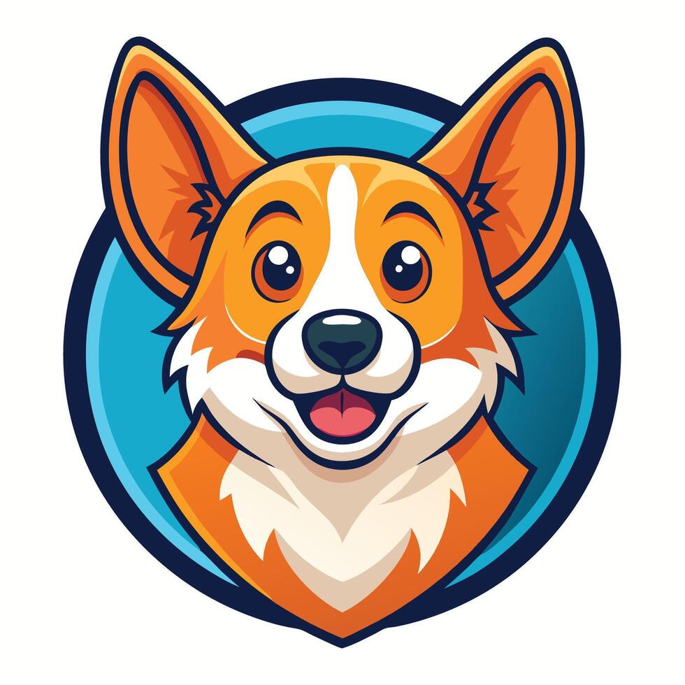 Cute Logo Illustration of a Cartoon Style Corgi Mascot vector