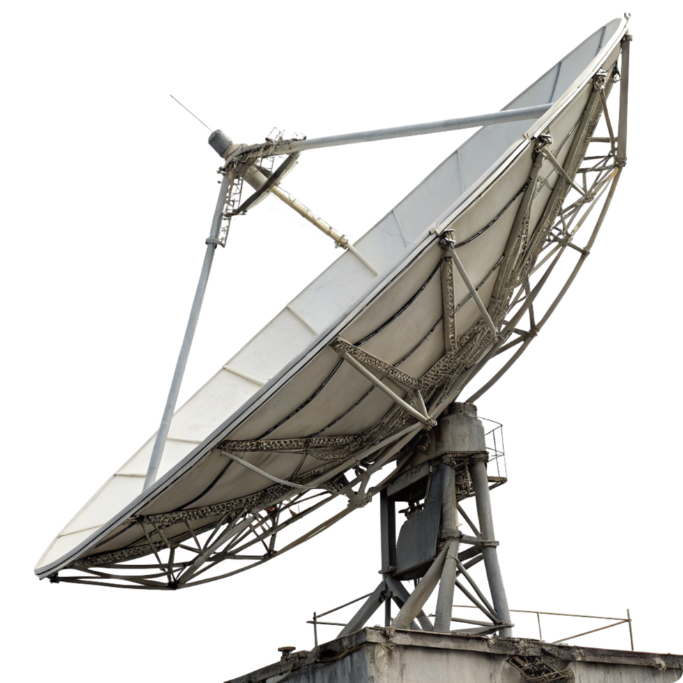 Large Satellite Dish Antenna on Building Top for Telecommunication png