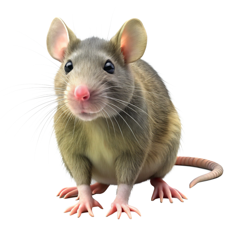 An Adorable 3D Render of a Brown Rat Sitting Pretty on a Black Background png