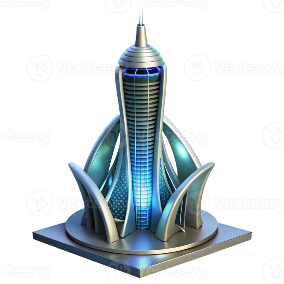impressive vintage Conceptual skyscraper design, innovative form, sustainable features, dramatic lighting, futuristic architecture visualization 4K png