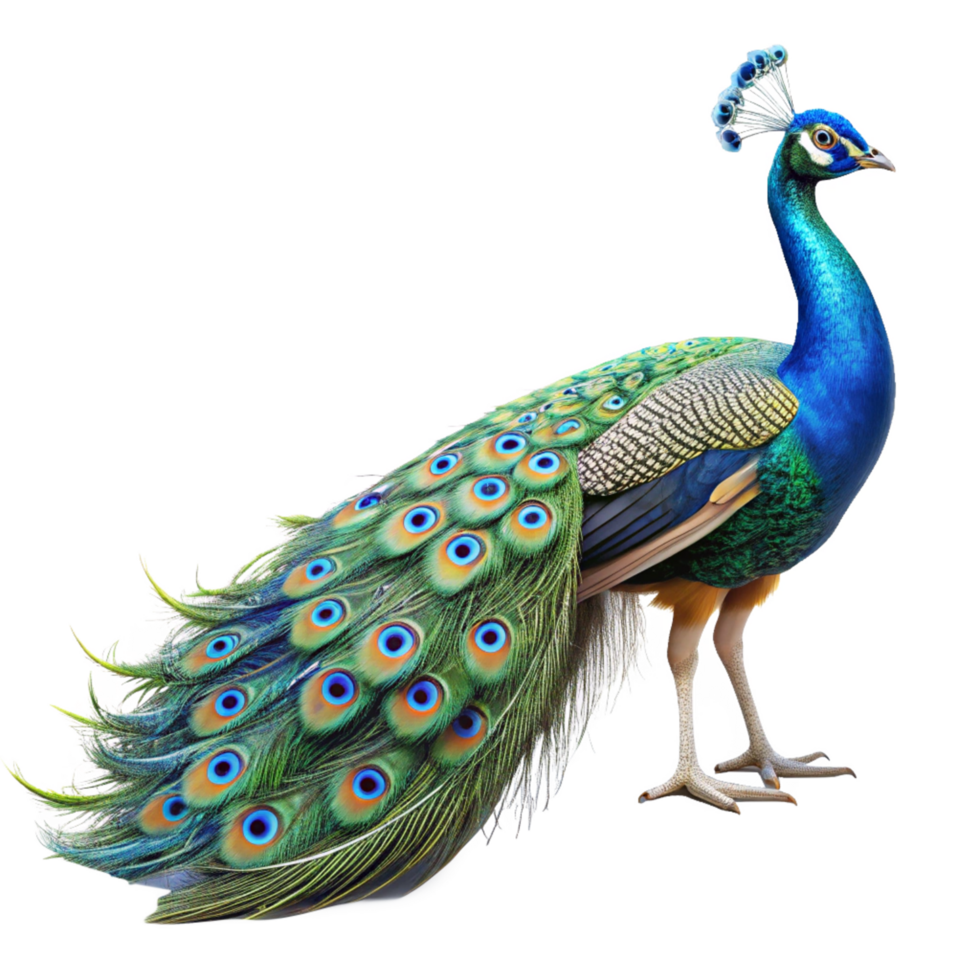 Majestic Indian Peafowl Displaying Vibrant Plumage and Exquisite png