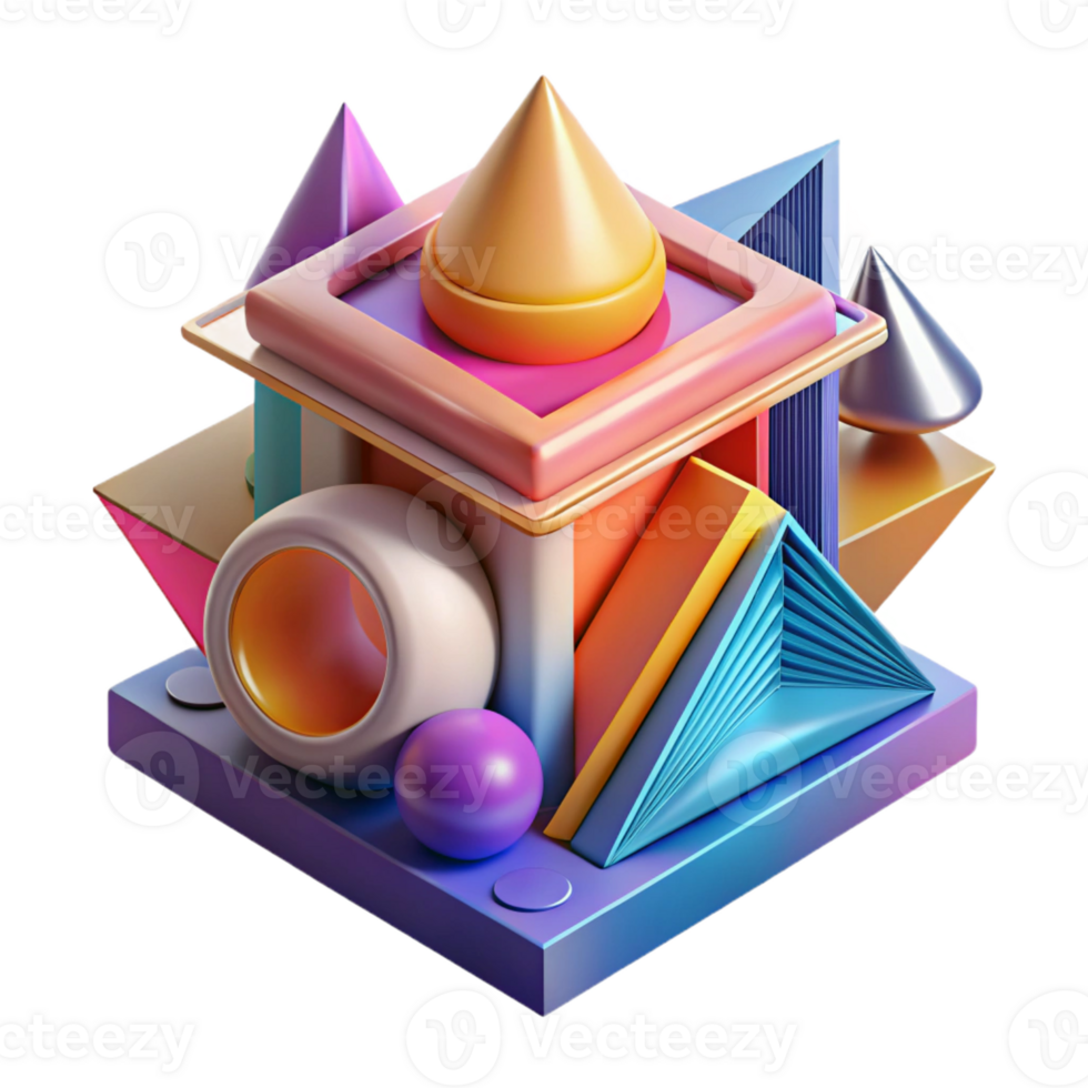 stunning classic Abstract architectural form, geometric shapes, vibrant colors, dynamic lighting, digital art high quality png