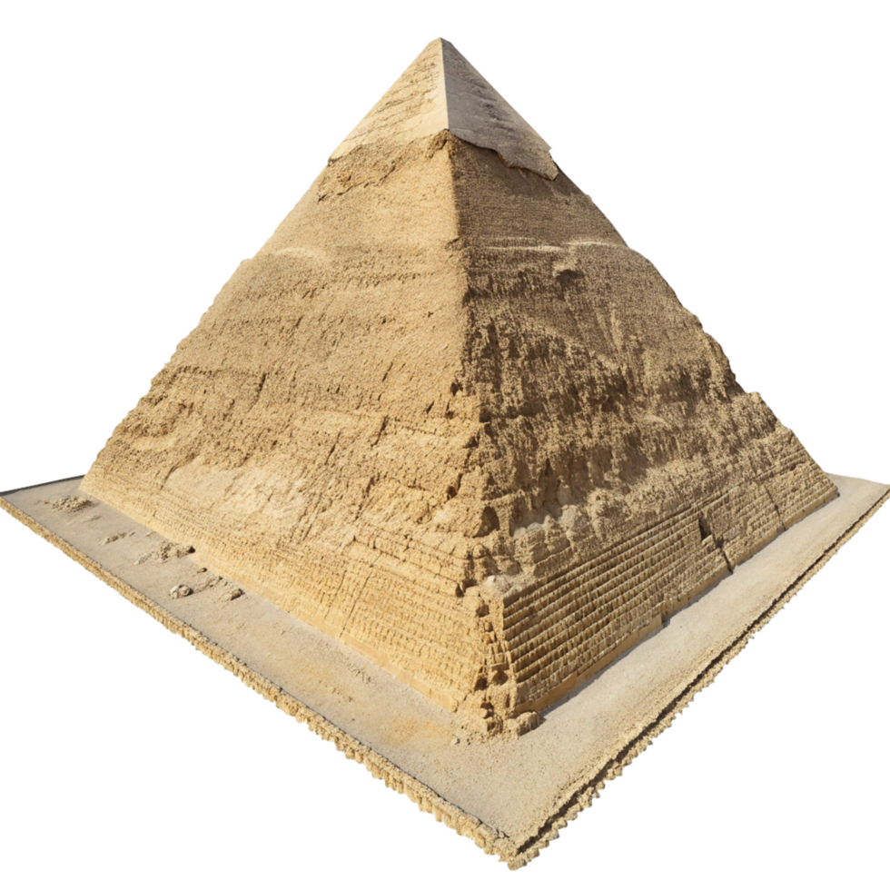 Ancient Egyptian Pyramid Structure Isolated on Black Background Detailed View of Stones and Sand png
