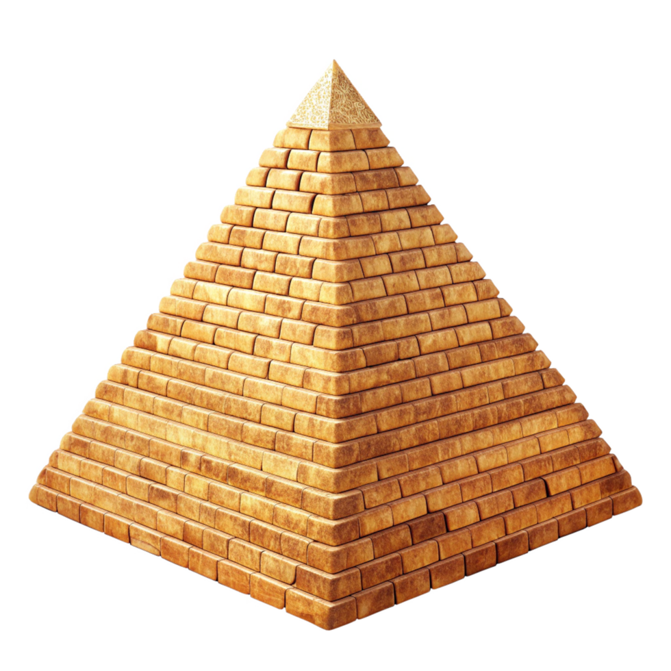 Detailed 3D Render of an Ancient Egyptian Pyramid Structure with Aged Stone Blocks png