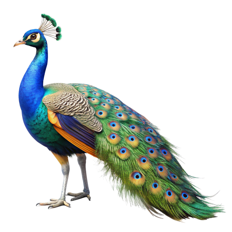 A Vibrant Indian Peafowl Displaying its Majestic Train of Feathers png
