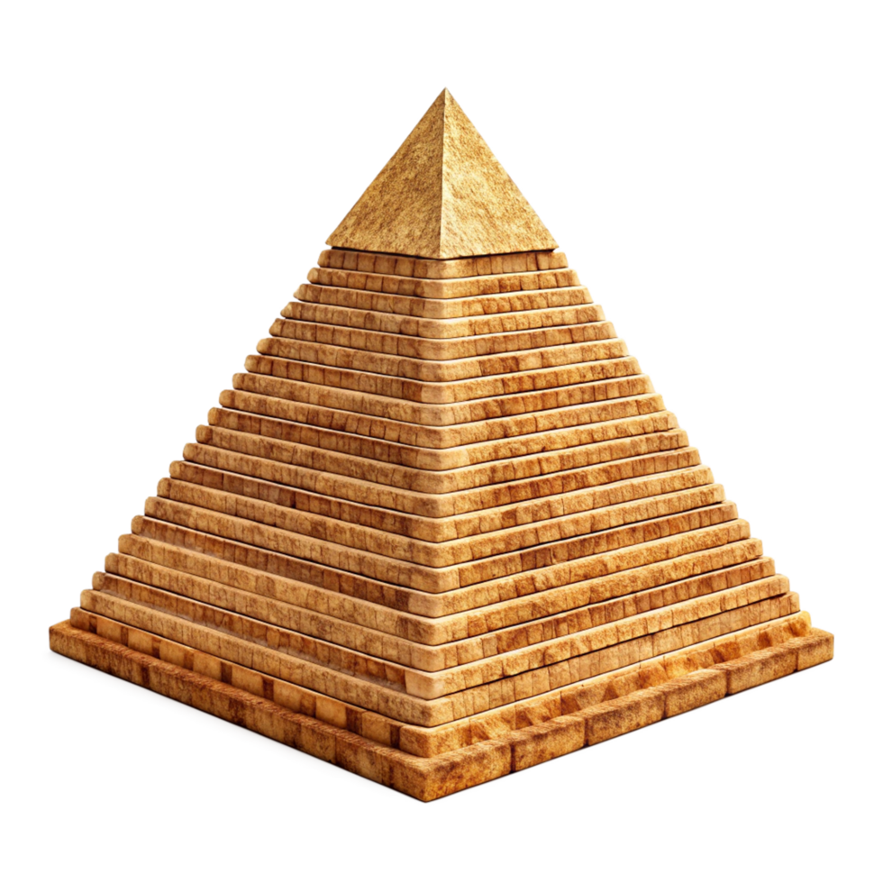 A Stunning 3D Render of a GoldenTopped Pyramid Model with Detailed Stone Blocks png