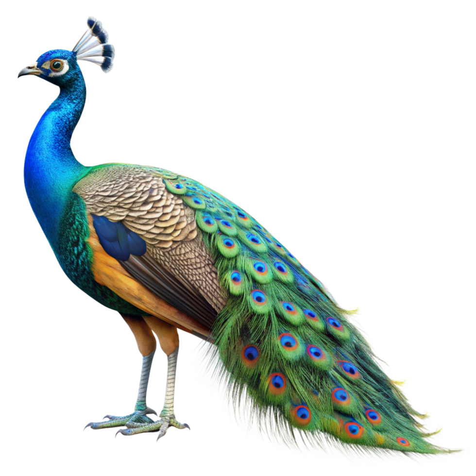 A Stunning Indian Peafowl Displaying Vibrant Plumage Against a Black Background png