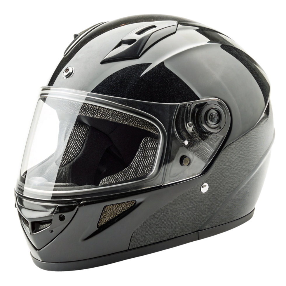 Sleek Motorcycle Helmet with Clear Visor and Aerodynamic Design png