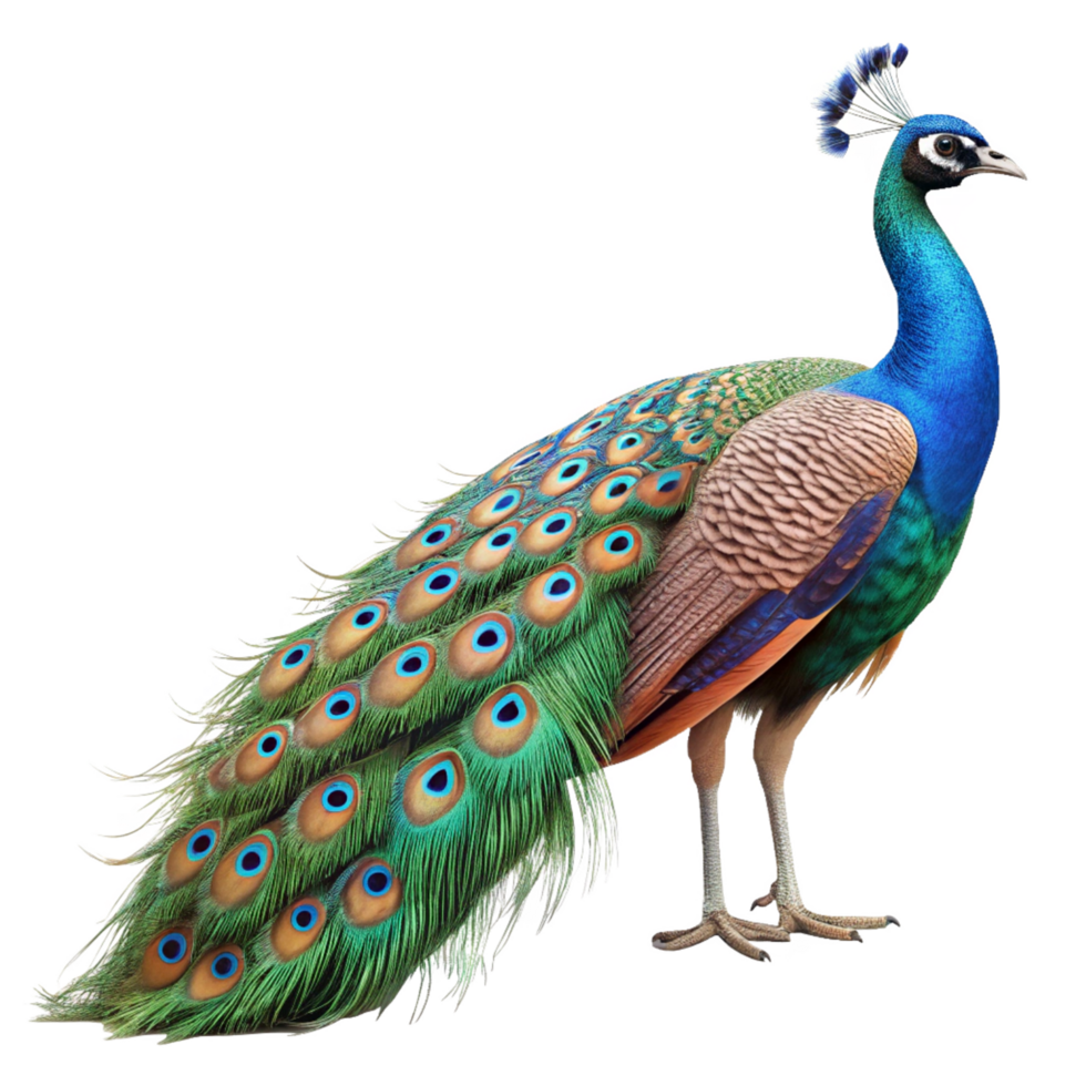 Magnificent Indian Peafowl Displaying its Vibrant Plumage Against a Black Background png