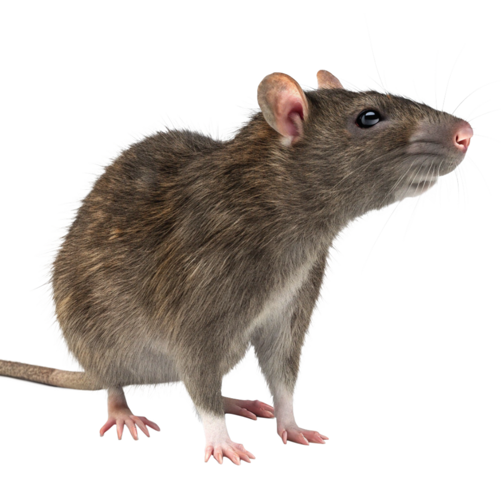 A Detailed Closeup of a Brown Rat Isolated on Black Background png