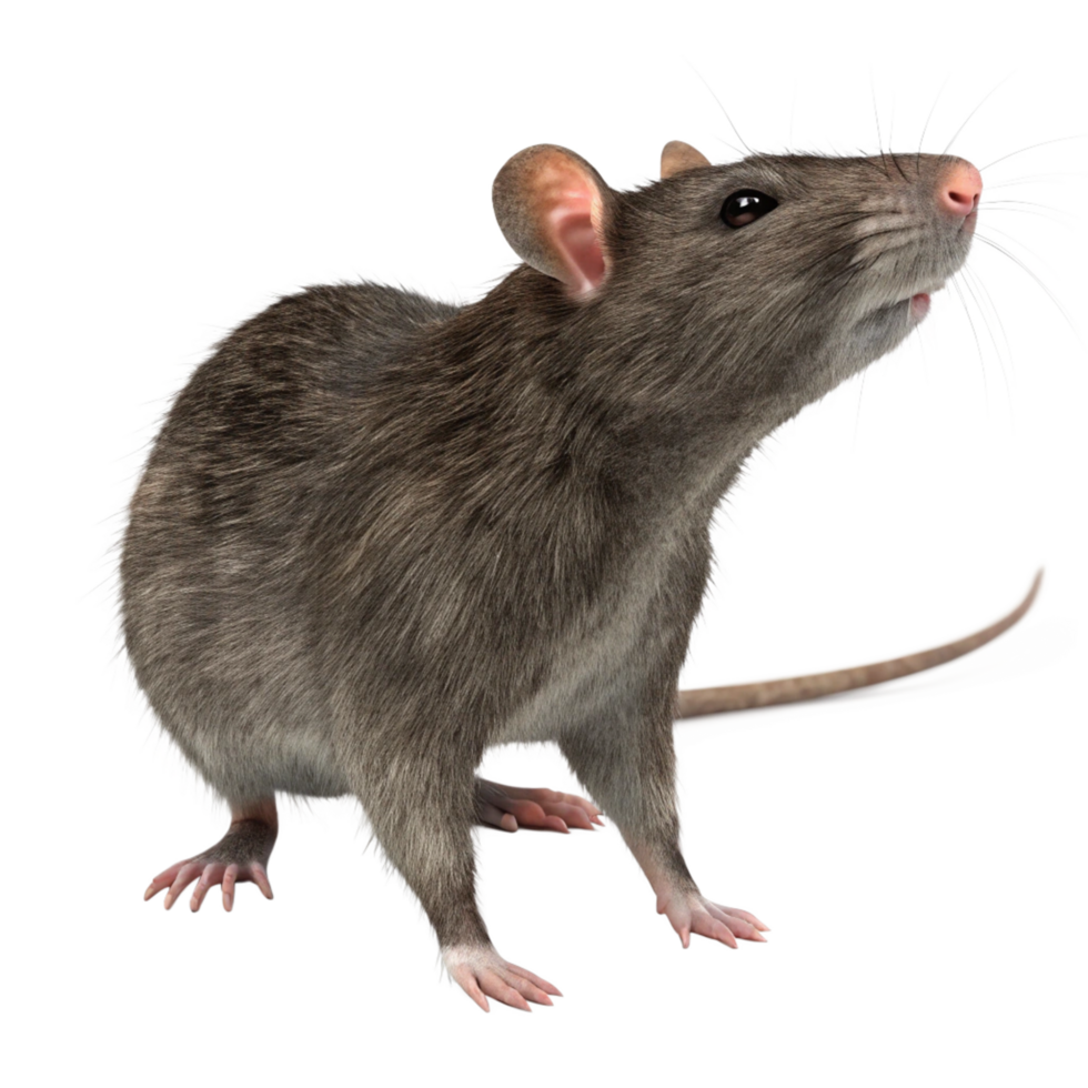 A Detailed Close Up of a Gray Rat on a Black Background png