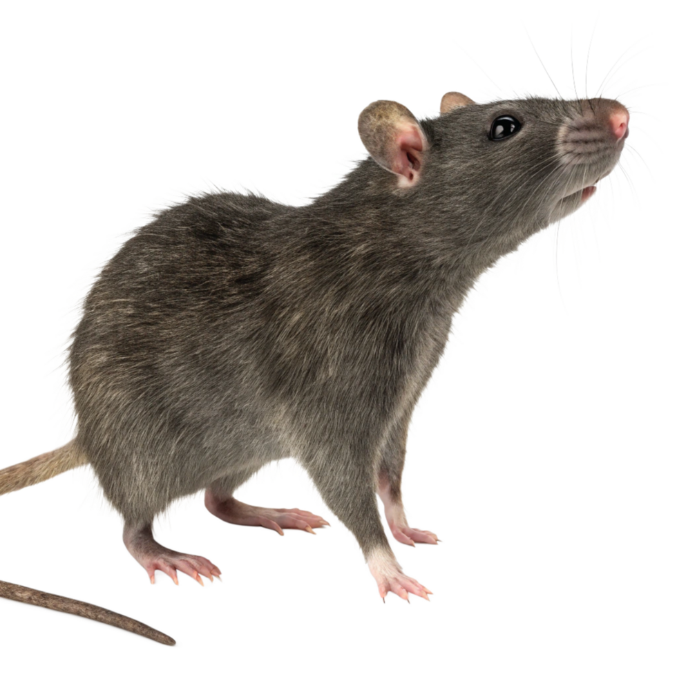 A CloseUp Profile View of a Gray Rat with Long Whiskers png
