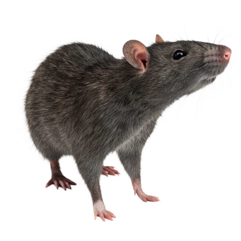 A Detailed Closeup of a Gray Rat on a Black Background png