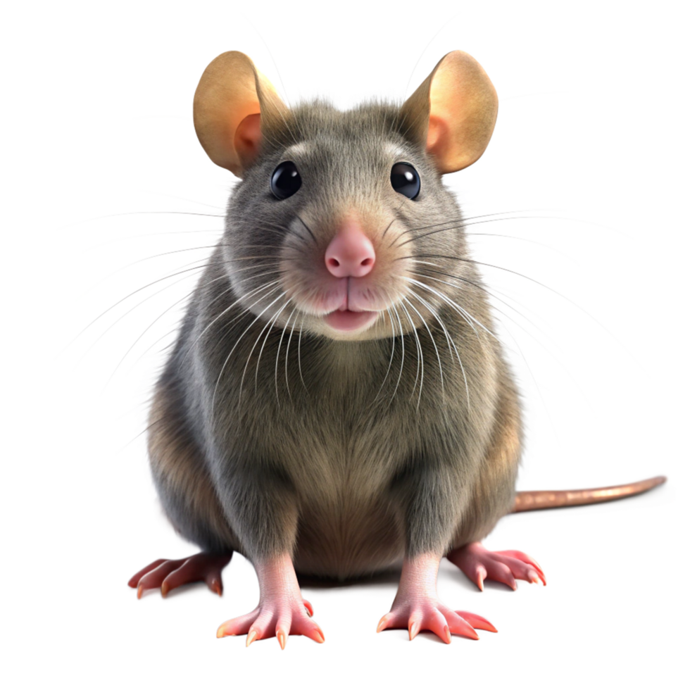 An Adorable Gray Rat Sitting and Facing the Camera png