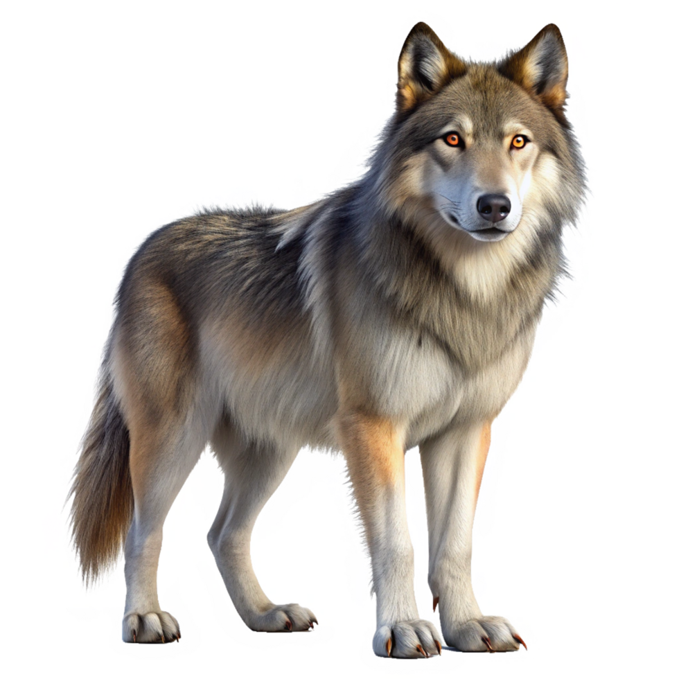Majestic Gray Wolf Standing Tall in Winter Wonderland png