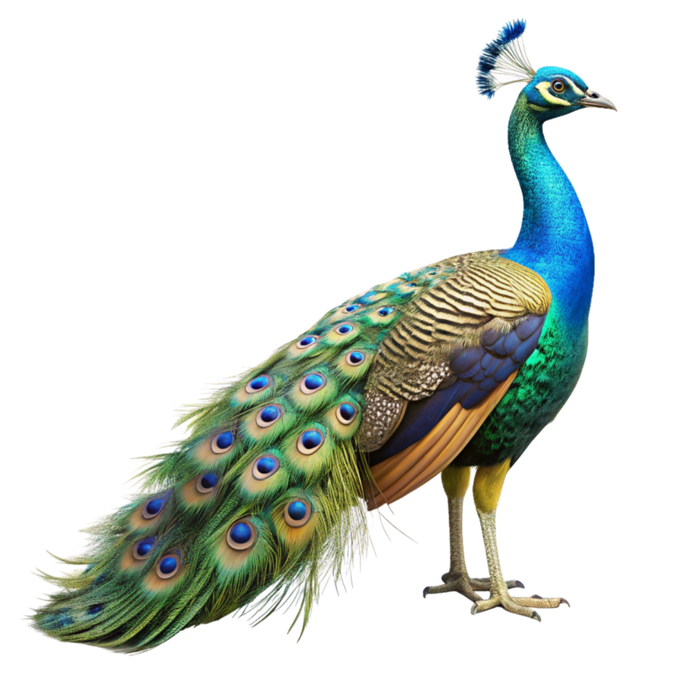 A Stunning Indian Peafowl Displaying its Vibrant and Exquisite Plumage Against a Black Background png