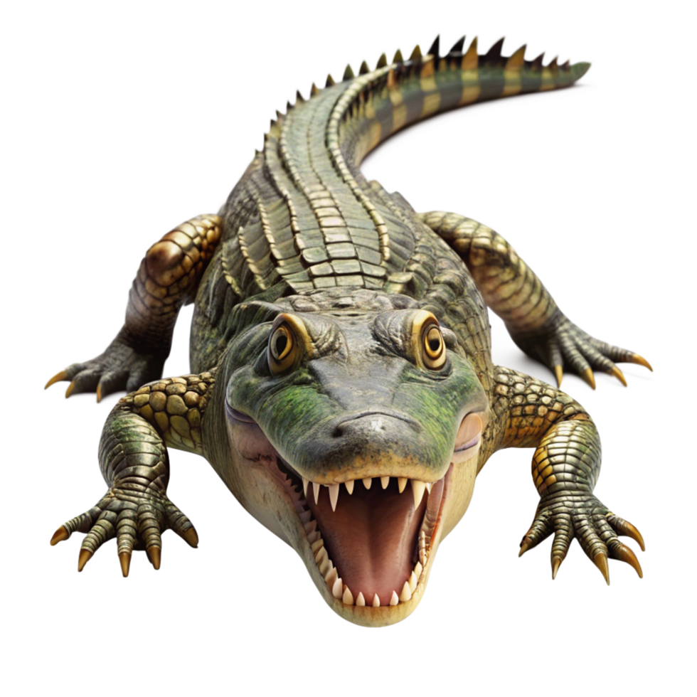 A Detailed Closeup of a Fearsome American Alligator Showing its Powerful Jaws and Claws png