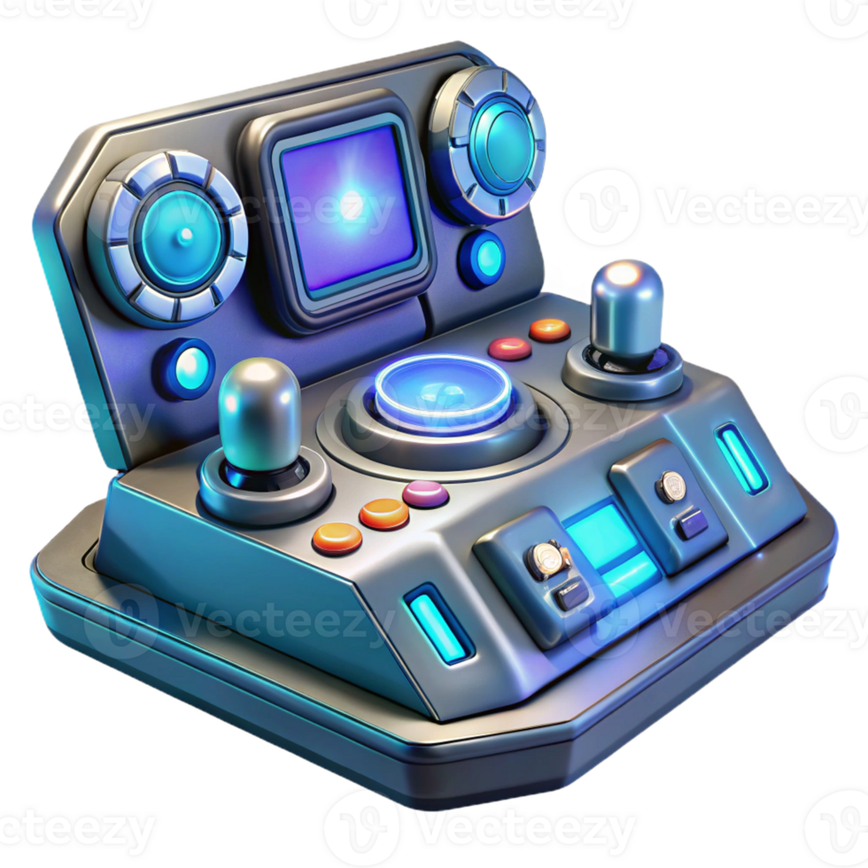 stunning minimalist A futuristic control panel with glowing buttons and displays, complex interface and intricate details, lit by a cool blue light, cyberpunk style 4K png