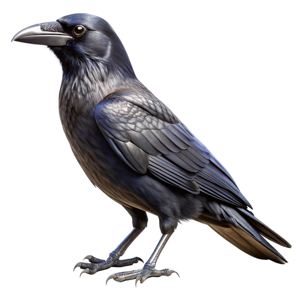 A Detailed Closeup of a Raven a Majestic Black Bird with Dark Feathers and a Strong Beak png