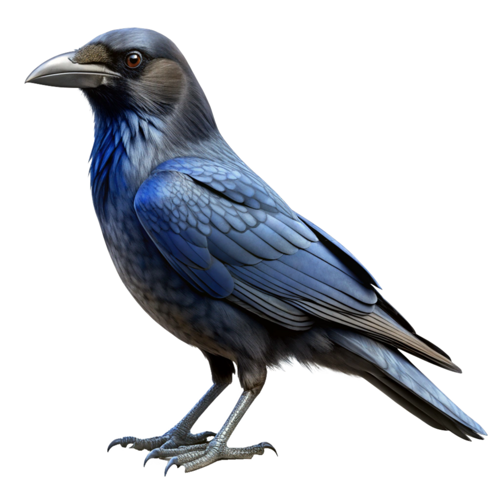Stunning Blue Raven Detailed Illustration Profile View png