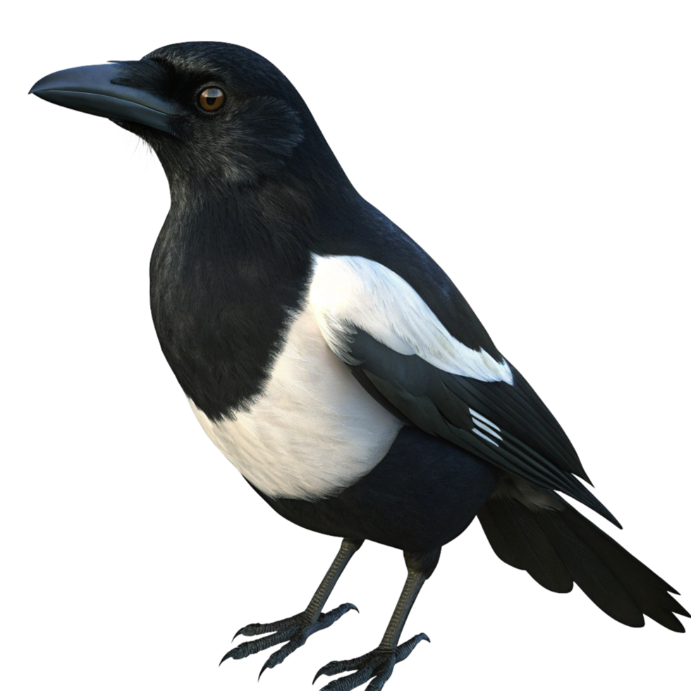 A Stunning Closeup of a Eurasian Magpie Bird with Black and White Feathers png