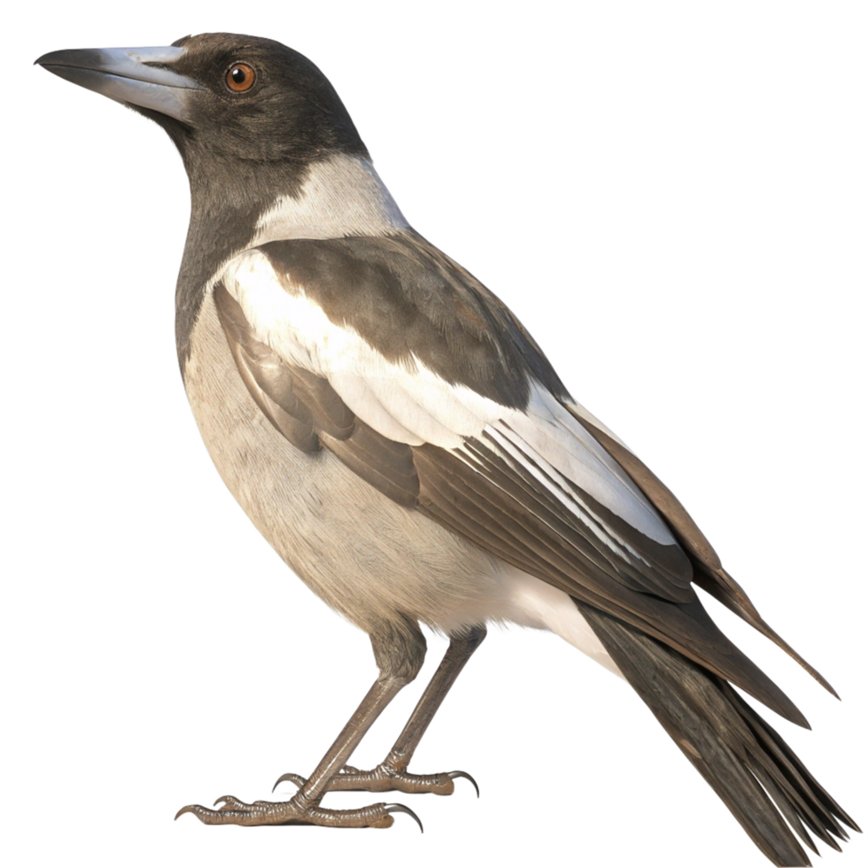 A Stunning Closeup of a Pied Butcherbird Perched Against a Black Background png