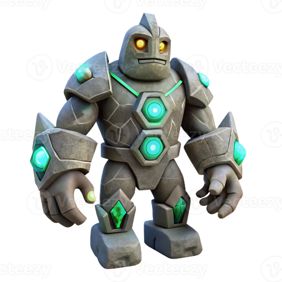 serene creative A towering stone golem with glowing runes carved into its body, standing guard in a desolate landscape, lit by a blood-red moon. Surreal, otherworldly style high quality png