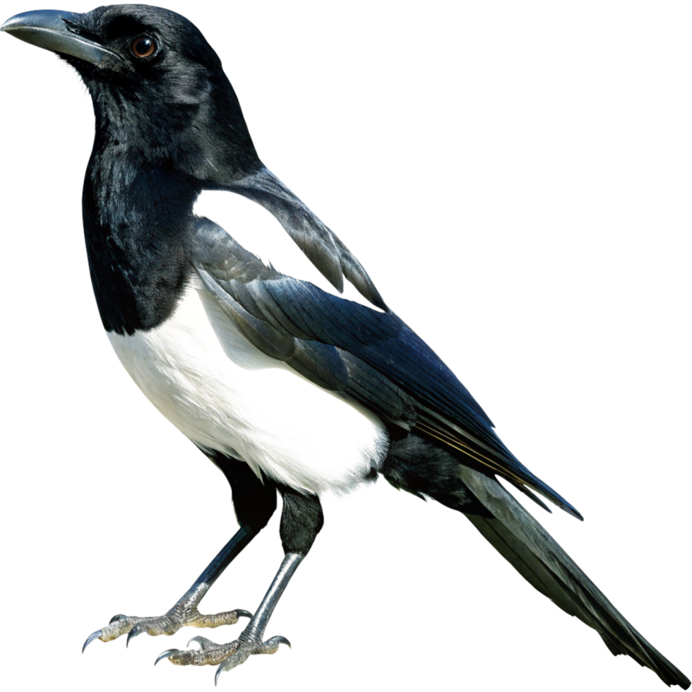 A Detailed Closeup of a Black and White Magpie Bird png
