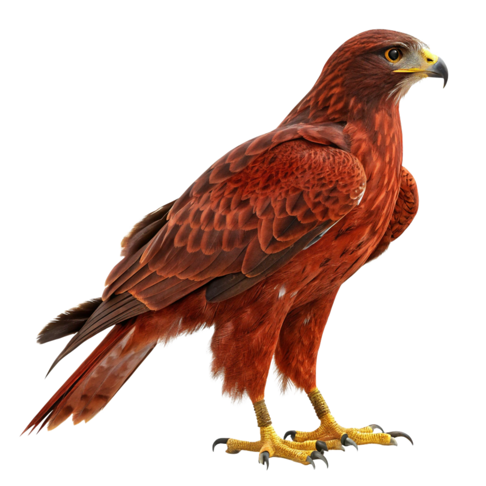 Majestic Red Hawk Bird of Prey with Sharp Talons and Brown Feathers png