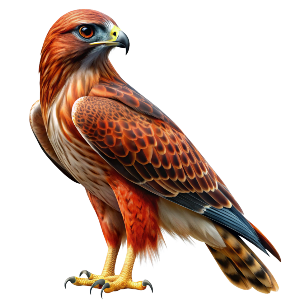 Majestic Red Hawk Bird of Prey in Flight Profile View Illustration png