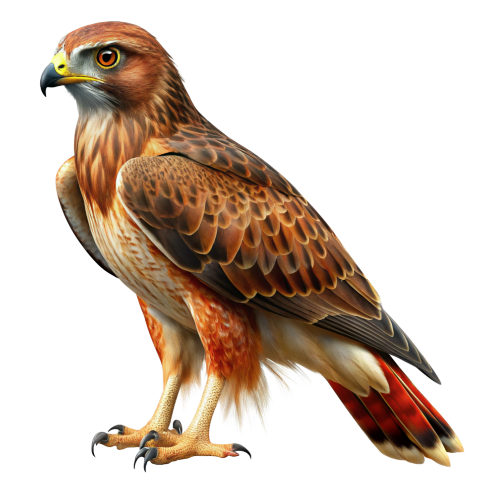 Majestic RedTailed Hawk Soaring High Above in a Dark Sky Background png