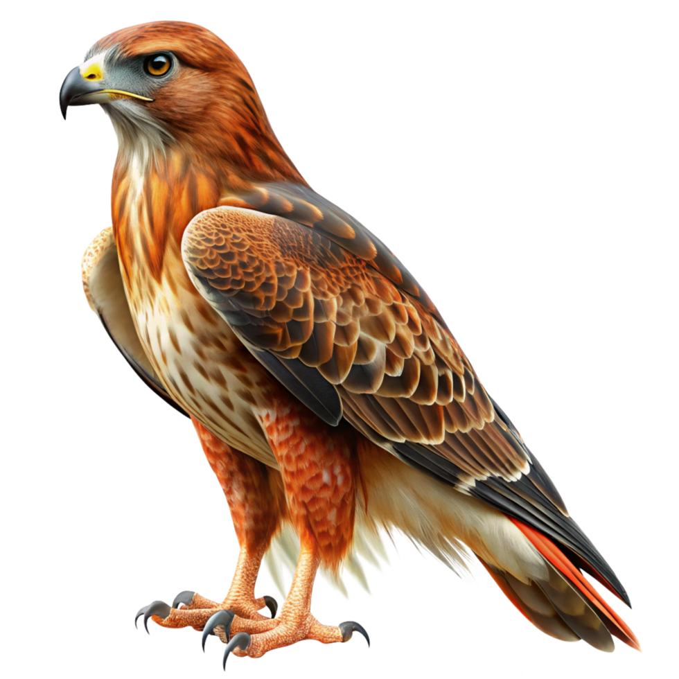 Majestic RedTailed Hawk Soaring High in the Sky a Stunning Bird of Prey with Sharp Talons and Intense Gaze png