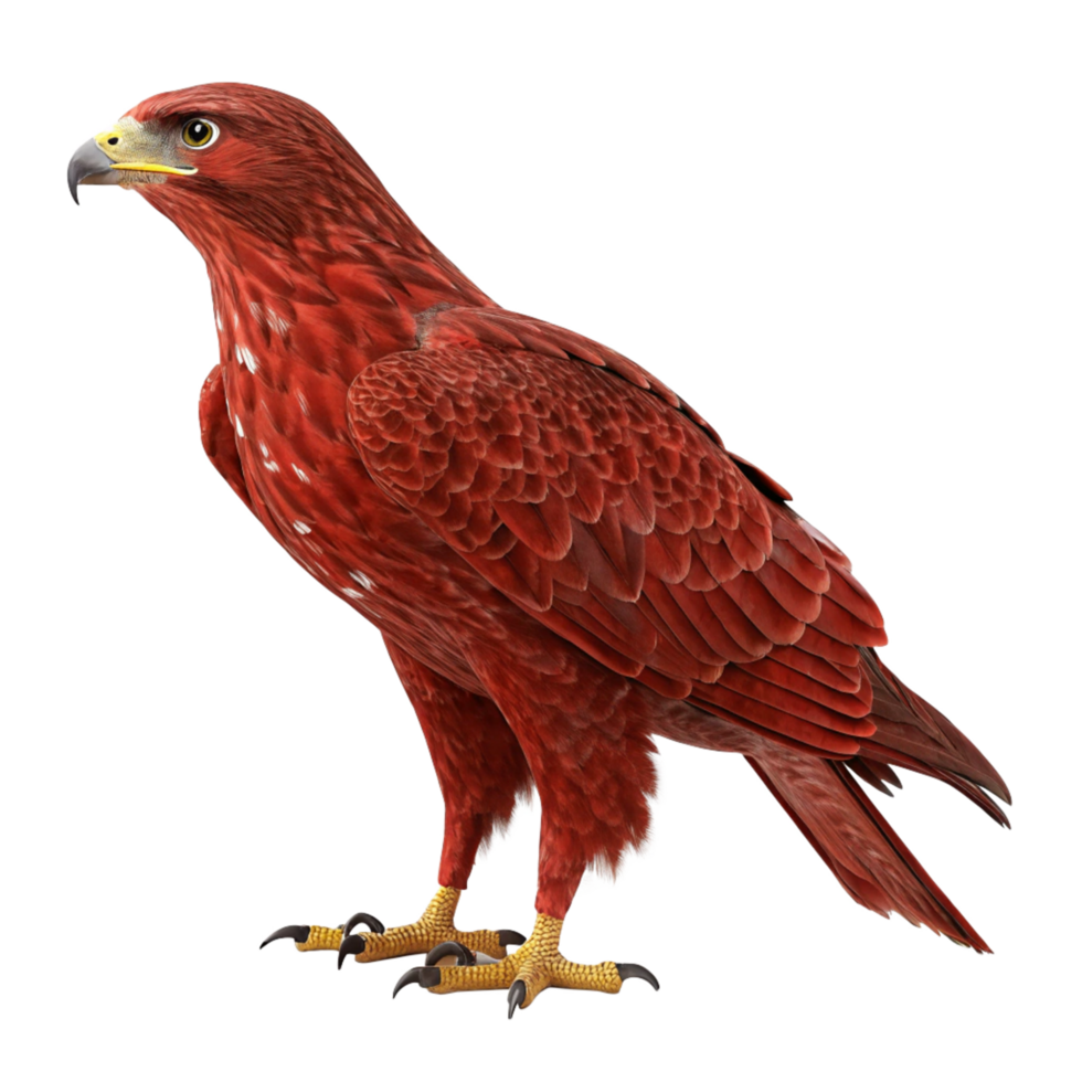 Majestic Red Eagle Bird of Prey Standing on Black Background Digital Render png